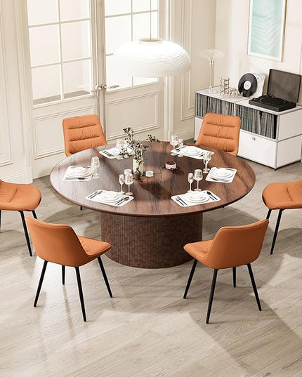 Kidol & Shellder Modern Dining Chairs Set of 2 Kitchen & Dining Room Chairs Upholstered Accent Chair Living Room Chairs Kitchen Chairs Comfy Chair for Bedrooms Waiting Room Home(Matte Orange) - LeafyLoom