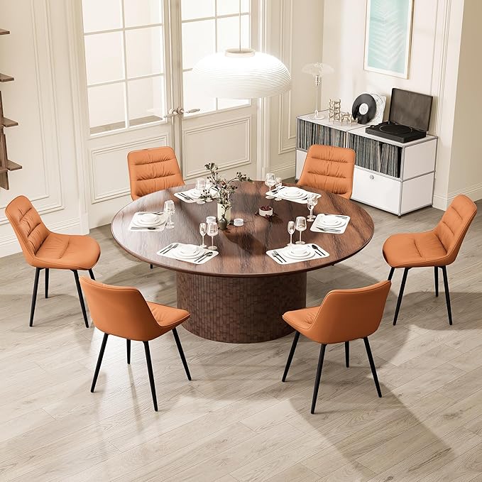 Kidol & Shellder Modern Dining Chairs Set of 2 Kitchen & Dining Room Chairs Upholstered Accent Chair Living Room Chairs Kitchen Chairs Comfy Chair for Bedrooms Waiting Room Home(Matte Orange) - LeafyLoom