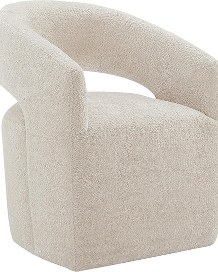 Dining Chairs with Casters Upholstered Modern Armchair with Rollers for Diningroom Bedroom Livingroom Reading Room, 32.25''H, Beige - LeafyLoom