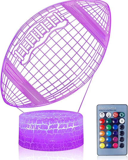 Rugby Night Light,3D Illusion Football Lamp for Kids Sprot Fans with 16 Colors Changing Remote Control&Smart Touch Bedroom Decor Lamp Holiday Xmas Birthday Gift - LeafyLoom