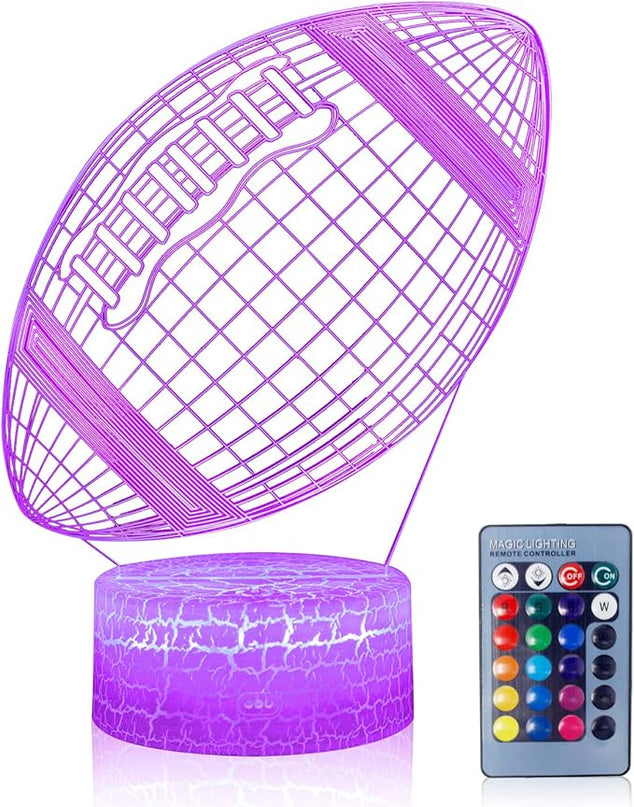 Rugby Night Light,3D Illusion Football Lamp for Kids Sprot Fans with 16 Colors Changing Remote Control&Smart Touch Bedroom Decor Lamp Holiday Xmas Birthday Gift - LeafyLoom