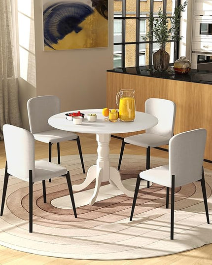 Round Dining Table, All White - LeafyLoom