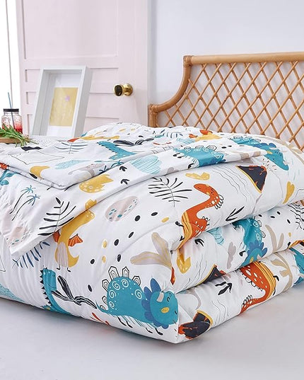 JSD Dinosaur Kids Comforter Set for Boys Girls, 3 Pieces Full Microfiber Comforter with Pillow Sham, Soft Comfortable Machine Washable - LeafyLoom