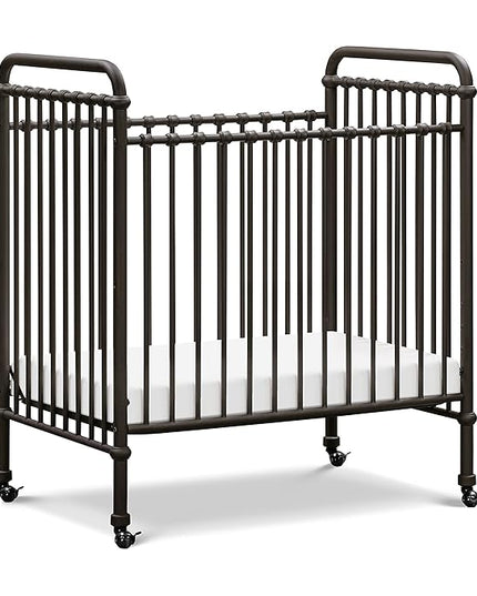 NAMESAKE Abigail 3-in-1 Convertible Mini Metal Crib in Vintage Iron, Greenguard Gold Certified - LeafyLoom