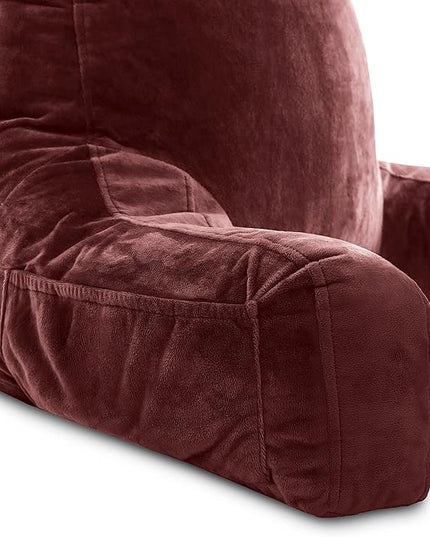 Husband Pillow XXL Cover Only Maroon, Cozy Microfiber Bed Rest Pillow Cover with Arms - Array of Colors - Generous Side and Back Pockets for Your Favorite Comfy Reading Pillow - LeafyLoom