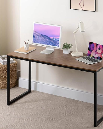 ZINUS Jennifer 55 Inch Black Frame/ Computer Workstation, Office Desk, Easy Assembly, Brown - LeafyLoom