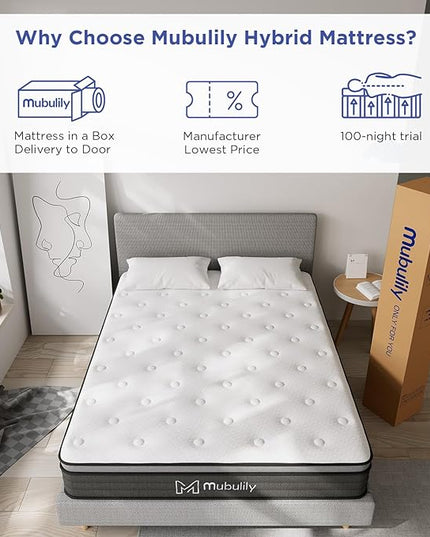 Full Mattress,10 Inch Hybrid Mattress with Gel Memory Foam,Motion Isolation Individually Wrapped Pocket Coils Mattress,Fits All Bed Frames Mattress,Medium Firm Feel Mattresses - LeafyLoom