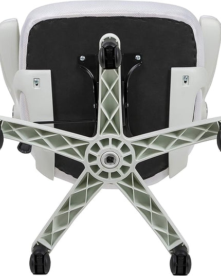 Flash Furniture Porter High-Back Swivel Office Chair with Adjustable Lumbar Support and Seat Height, Ergonomic Mesh Desk Chair with Flip-Up Armrests, White - LeafyLoom