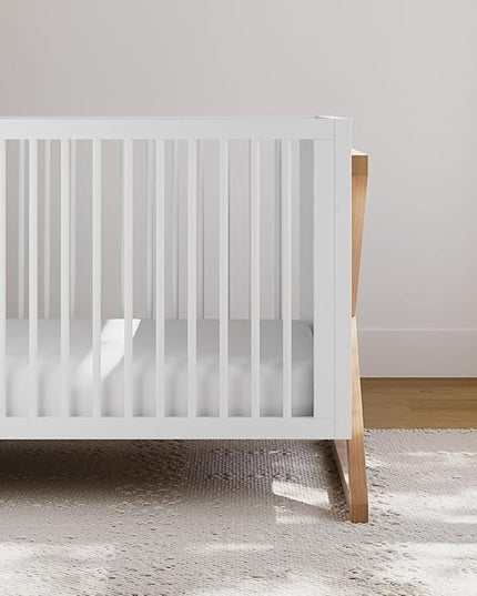 Storkcraft Equinox 3-in-1 Convertible Crib (Vintage Driftwood) Easily Converts to Toddler Bed & Daybed, 3-Position Adjustable Mattress Support Base, Modern Two-Tone Design for Contemporary Nursery - LeafyLoom