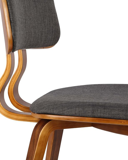 Armen Living Jaguar Dining Chair in Charcoal Fabric and Walnut Wood Finish,Charcoal/Walnut Finish 20D x 18W x 29H in - LeafyLoom