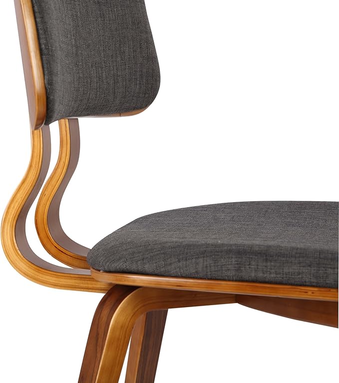 Armen Living Jaguar Dining Chair in Charcoal Fabric and Walnut Wood Finish,Charcoal/Walnut Finish 20D x 18W x 29H in - LeafyLoom