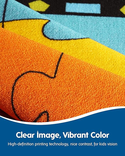 Booooom Jackson Classroom Rug Elementary Classroom Carpet 6'5"x8'5"Preschool Rugs Colorful Puzzle Seating Rug with Non-Slip Backing School Classroom Kid Rug (PzPK-2620)(PzOG-2620) - LeafyLoom