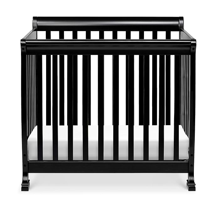 DaVinci Kalani 4-in-1 Convertible Mini Crib in Ebony | Greenguard Gold Certified - LeafyLoom