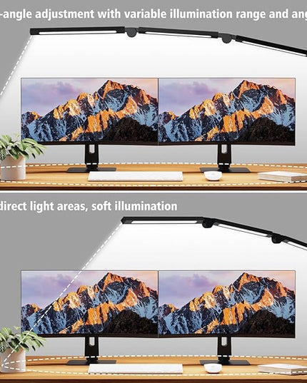 LED Desk Lamp with Clamp,Adjustable Swing Arm Desk Lamps for Home Office,Dimmable Tempering Eye Care Desk Light,Bright Modern Led Table Lamp for Nail Tech Architect,Flexible Tall Task Table Light - LeafyLoom