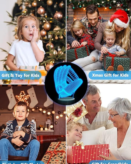 FULLOSUN Baseball Night Light, Baseball Catcher Gifts, 3D Baseball Lamp for Xmas Holiday Birthday Gifts for Kids Baseball Fan with Remote Control 16 Colors Changing + 4 Changing Mode + Dim Function … - LeafyLoom