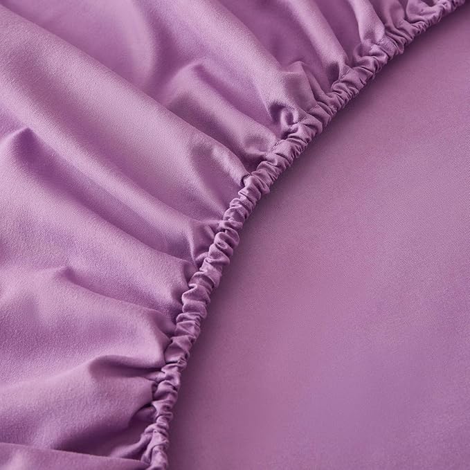 Bed Sheet Set - Brushed Microfiber Bedding - Bedding Sheets & Pillowcases - Deep Pockets - Easy Fit - Breathable & Soft Hotel Sheets - 4 Piece Full Purple - LeafyLoom
