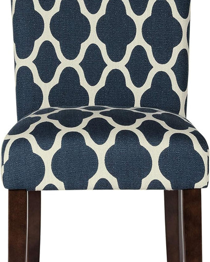 HomePop Parsons Classic Upholstered Accent Dining Chair, Set of 2, Navy and Cream Geometric - LeafyLoom