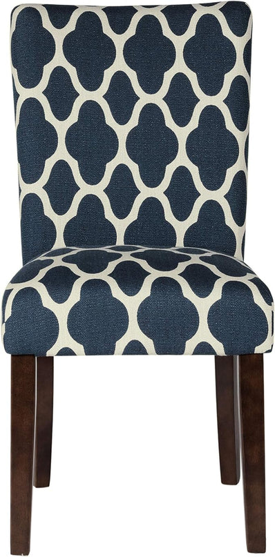 HomePop Parsons Classic Upholstered Accent Dining Chair, Set of 2, Navy and Cream Geometric - LeafyLoom