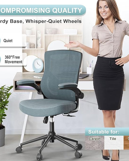 Office Chair, High Back Desk Chair Adjustable Height and Ergonomic Design Home Office Computer Chair Executive Lumbar Support Padded Flip-up Armrest Swivel Task Chair - LeafyLoom