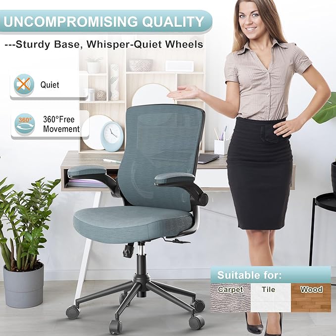Office Chair, High Back Desk Chair Adjustable Height and Ergonomic Design Home Office Computer Chair Executive Lumbar Support Padded Flip-up Armrest Swivel Task Chair - LeafyLoom