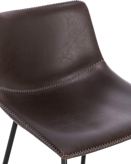 Poly and Bark Counter Stool 24 inches - Counter Height Bar Stools Set of 2 - Sturdy Kitchen Stools with Backs - Comfortable Bar Chair - Modern Countertop-High Chairs, Kitchen Island Barstools – Brown - LeafyLoom