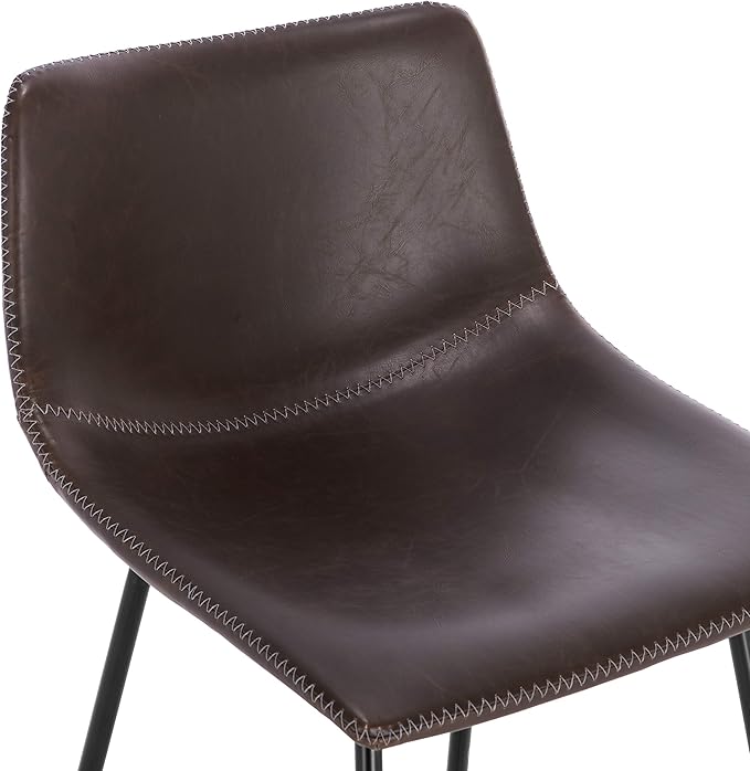 Poly and Bark Counter Stool 24 inches - Counter Height Bar Stools Set of 2 - Sturdy Kitchen Stools with Backs - Comfortable Bar Chair - Modern Countertop-High Chairs, Kitchen Island Barstools – Brown - LeafyLoom