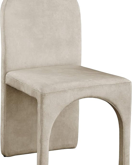 Meridian Furniture Summer Collection Modern | Contemporary Velvet Upholstered Dining Side Chair with Steel Frame, Set of 2, Stone - LeafyLoom