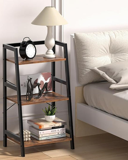 Bookshelf, Bookcase for Small Spaces, 3-Tier Shelf Bookcase, Short Shelf Storage Organizer for Living Room, Bedroom, Home Office, Kitchen, 11.8 "D x 16.5" W x 31.3 "H, Rustic Brown - LeafyLoom