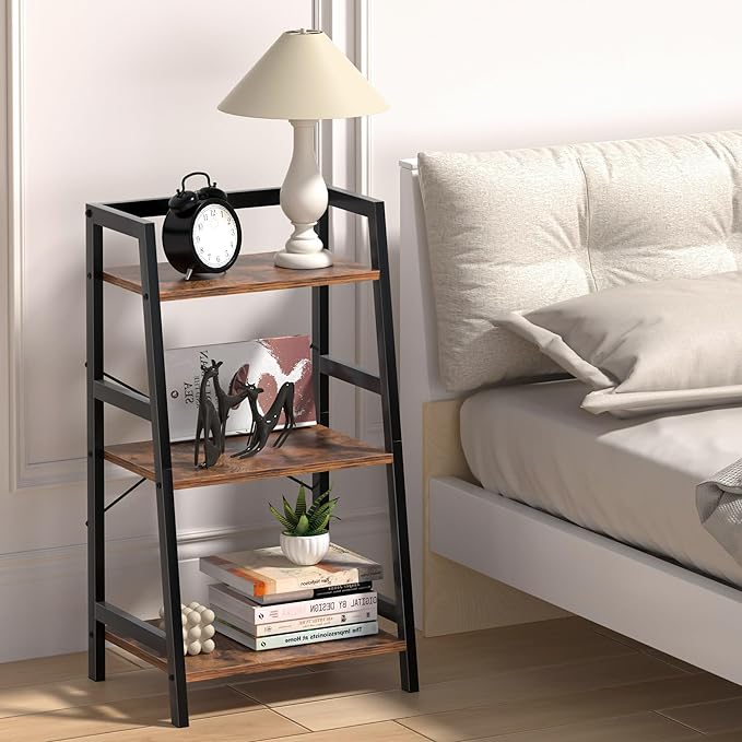 Bookshelf, Bookcase for Small Spaces, 3-Tier Shelf Bookcase, Short Shelf Storage Organizer for Living Room, Bedroom, Home Office, Kitchen, 11.8 "D x 16.5" W x 31.3 "H, Rustic Brown - LeafyLoom