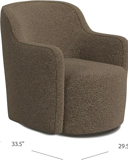 HomePop Décor Upholstered 360° Barrel Back Swivel Accent Living Room & Bedroom|Decorative Home Furniture Directors-Chairs, Dark Brown Boucle - LeafyLoom