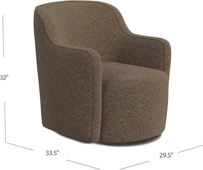HomePop Décor Upholstered 360° Barrel Back Swivel Accent Living Room & Bedroom|Decorative Home Furniture Directors-Chairs, Dark Brown Boucle - LeafyLoom
