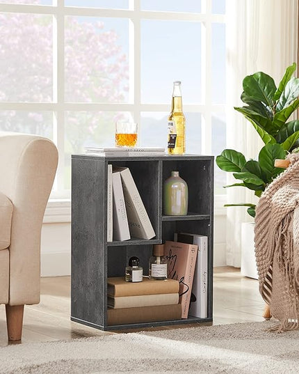 VECELO Small Bookshelf, 3 Cube Shelf, Fits Tallest Hardcovers, Horizontal Available, Short Bookcase for Small Spaces,Modern Gray - LeafyLoom