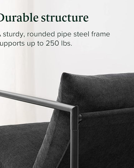 ZINUS Aidan Sling Accent Chair, Pack of 2, Metal Framed Armchair with Shredded Foam Cushioning, Black - LeafyLoom