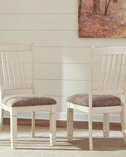 Signature Design by Ashley Bolanburg 20" Upholstered Dining Room Chair, Set of 2, Antique White - LeafyLoom