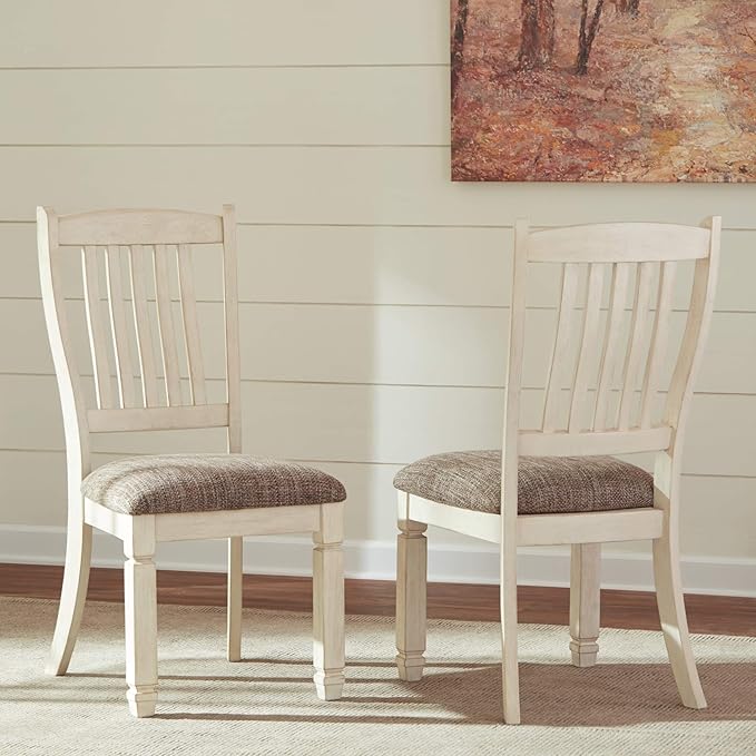 Signature Design by Ashley Bolanburg 20" Upholstered Dining Room Chair, Set of 2, Antique White - LeafyLoom