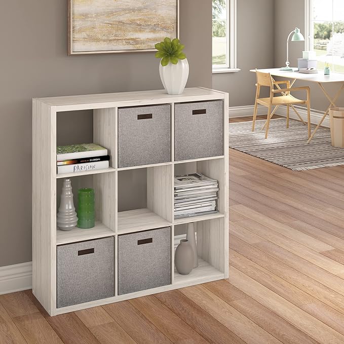 ClosetMaid 4589 Decorative Open Back 9-Cube Storage Organizer, Bleached Walnut - LeafyLoom