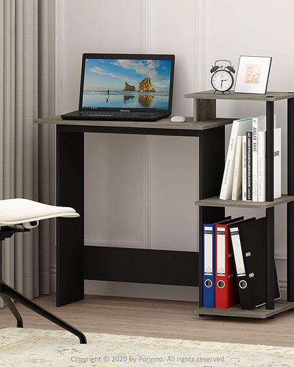 Furinno Efficient Home Laptop Notebook Computer Desk with Square Shelves, French Oak Grey/Black - LeafyLoom