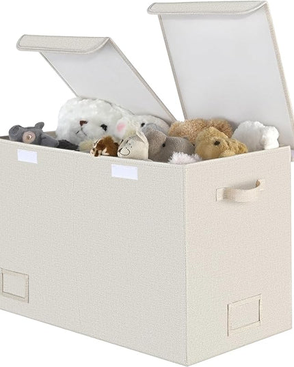 GRANNY SAYS Toy Chest with Lids, Foldable Toy Storage Organizer with Handles, Stuffed Animal Storage for Nursery Room Playroom, Living Room, Large Toy Box for Boys and Girls, Light Brown - LeafyLoom
