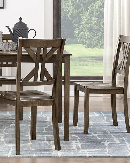 NicBex Dining Table Set for 4 Kitchen & Dining Room Tables 5Pc Dining Set Table and 4 Side Chairs X-Back Design Kitchen Dining Furniture Wooden Transitional Breakfast, Brown Mix - LeafyLoom