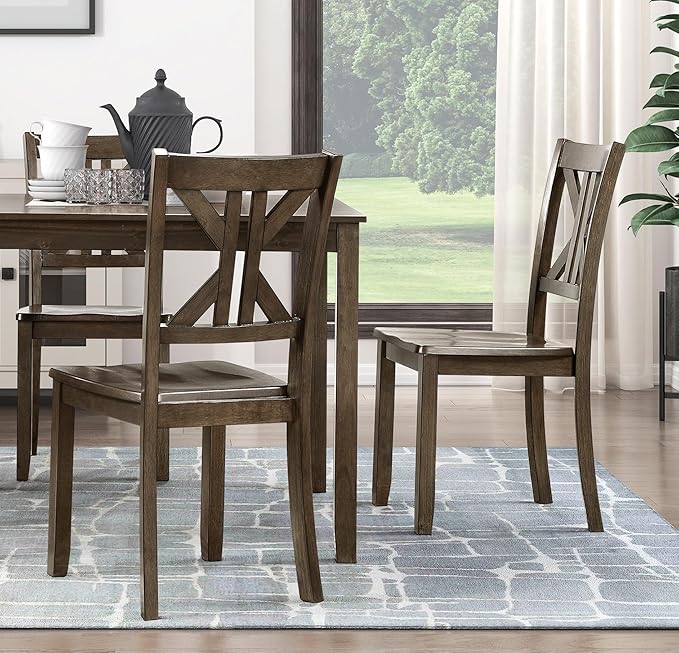 NicBex Dining Table Set for 4 Kitchen & Dining Room Tables 5Pc Dining Set Table and 4 Side Chairs X-Back Design Kitchen Dining Furniture Wooden Transitional Breakfast, Brown Mix - LeafyLoom