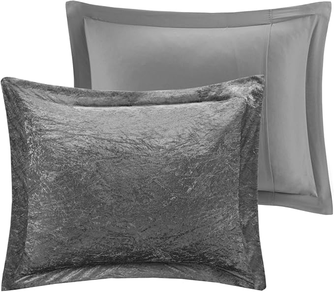 Intelligent Design Queen Comforter Set, Velvet Comforter Set , Luxury Diamond Quilting Comforter Set, Fluffy Comforter Bed Set with Decorative Pillowand 2 Shams, 4 Piece Grey, Full/Queen - LeafyLoom