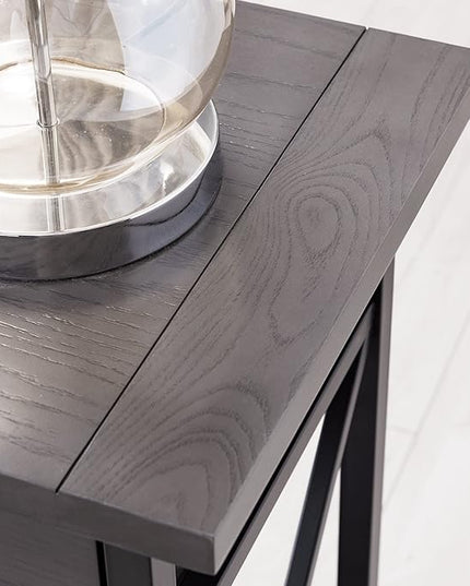 Leick Home 23022 Chisel & Forge One Drawer Nightstand with Shelf, Gray/Matte Black - LeafyLoom