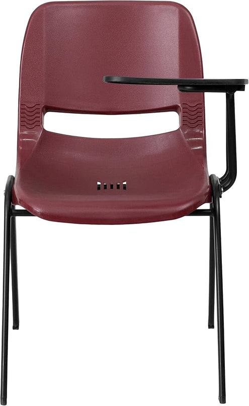 Flash Furniture HERCULES 5 Pack Burgundy Ergonomic Shell Chair with Left Handed Flip-Up Tablet Arm - LeafyLoom