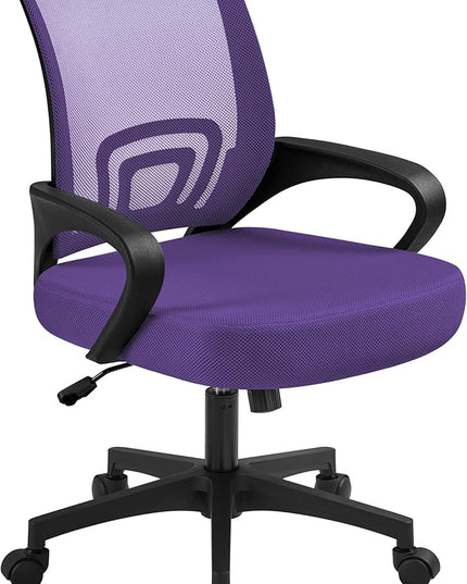 Yaheetech Office Chair Ergonomic Mesh Chair w/Lumbar Support Armrest Wheels Comfortable Racing Seat Adjustable Swivel Rolling Home Executive Mid Back Computer Chair for Adults, Purple - LeafyLoom