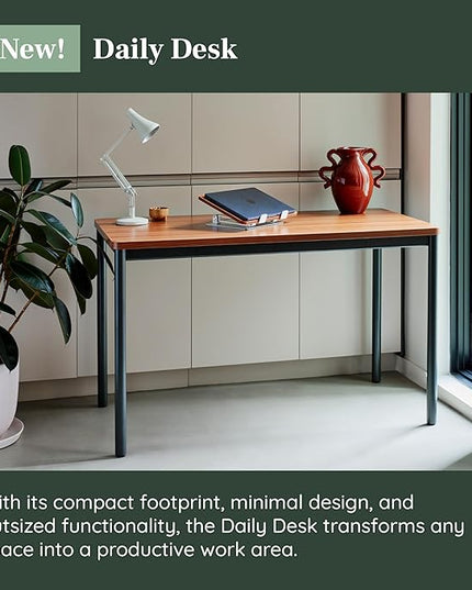 Branch Daily Desk - Functional At Home Office Desk with Effortless Assembly, Timeless Design, Rounded Corners, and Built-in Cable Notch - 36” W x 28.5” H x 24” D - White Work Table - LeafyLoom