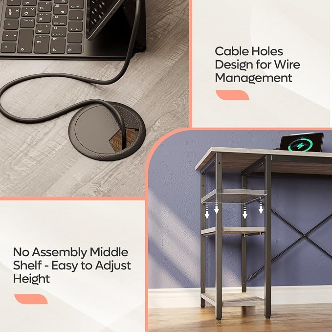 Bestier L Shaped Desk with Shelves 75 Inch Reversible Corner Computer Desk or 2 Person Long Table, Writing Study Desk for Home Office Small Space Bedroom Apartment, Wash White - LeafyLoom