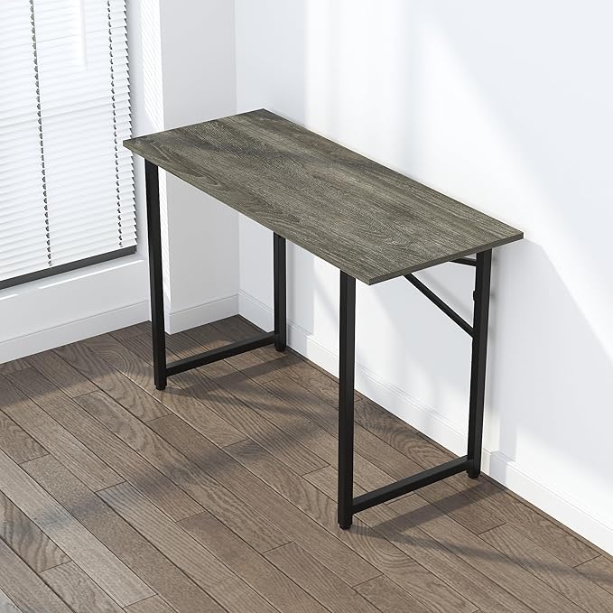 47 inch Folding Desk, Writing Gaming Computer Camping Table, No Assembly Required Home Office Desk, Black Oak - LeafyLoom