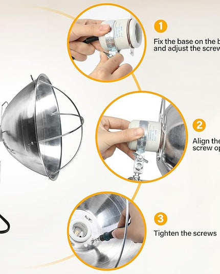 Simple Deluxe Clamp Lamp Light with 10.5 Inch Aluminum Reflector and Bulb Guard up to 250 Watt E26 Socket (no Bulb Included) 6 Feet 18/2 SJT Cord, Silver - LeafyLoom