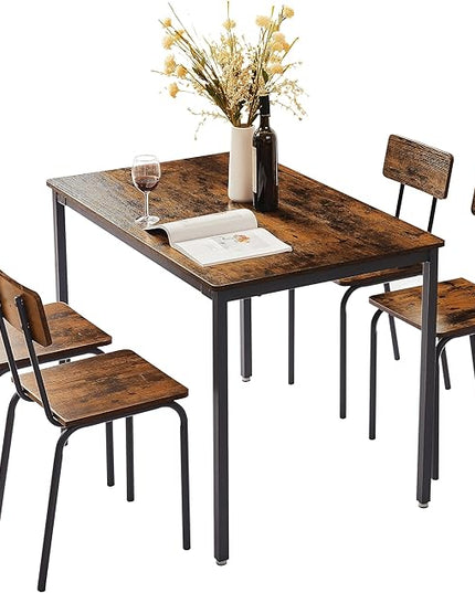 NicBex Bar Table and Chairs Set Small Kitchen Table Set for 4 Dining Table Set 5-Piece Dining Chair with Backrest for Small Space, Industrial Style, Sturdy Construction, Rustic Brown - LeafyLoom
