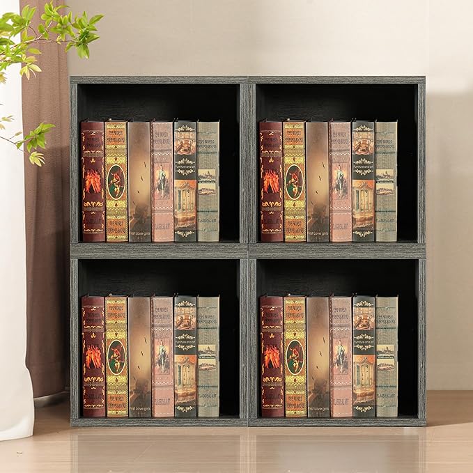 Magic DIY Cube Storage Organizer Stackable Cubes for Home Books Clothes Toy -Modular Cubby Storage System -Closet Organizer -Cube Storage Shelf (French Oak,General Cube) - LeafyLoom